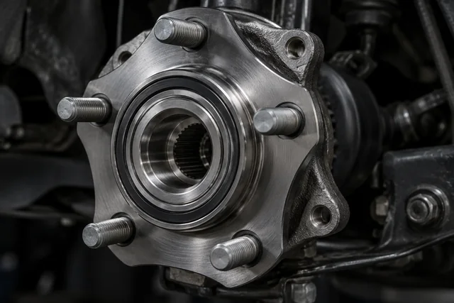 Wheel bearing and hub assembly on a workbench